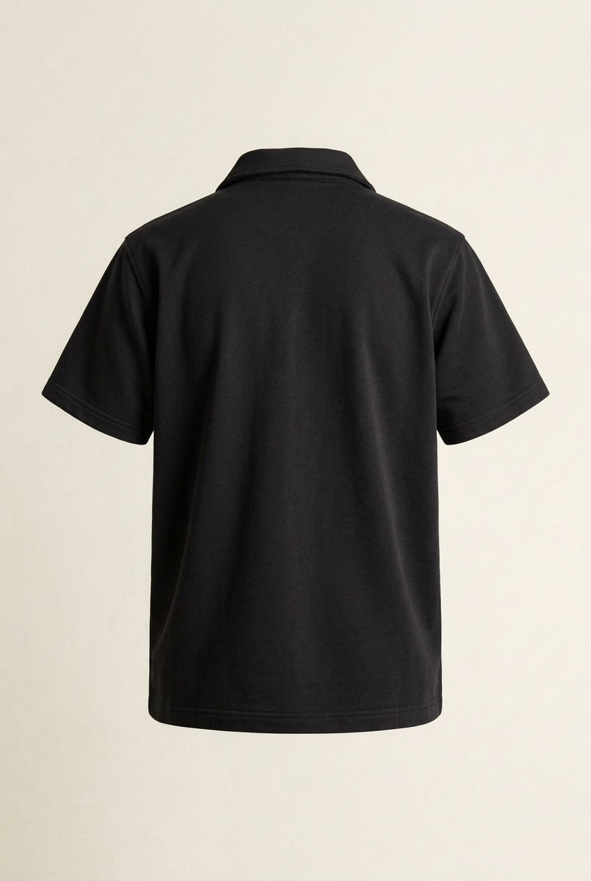 Black French terry shirt back