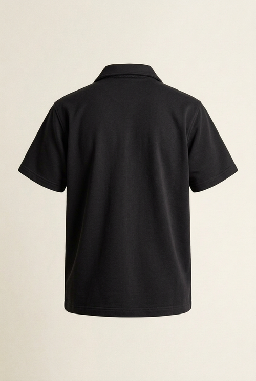 Black French terry shirt back