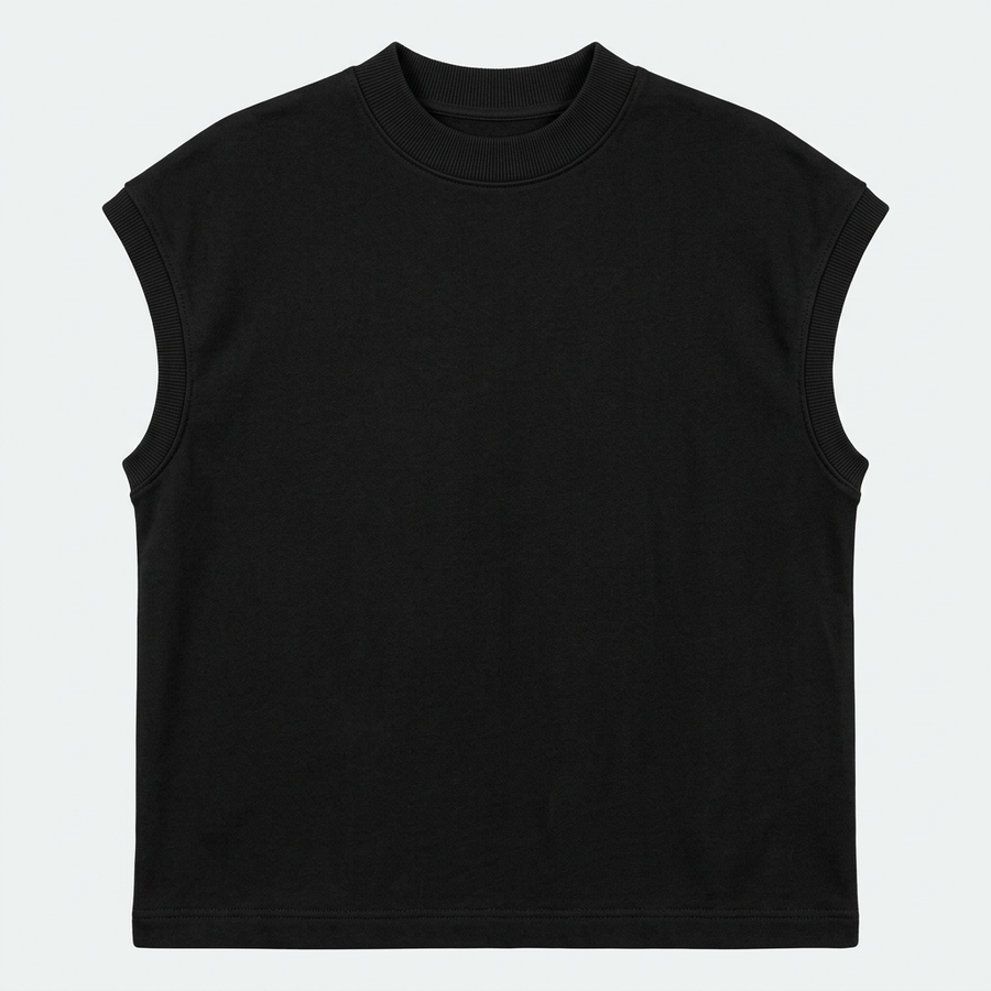 Black Oversized Tank Top – 240 GSM French Terry