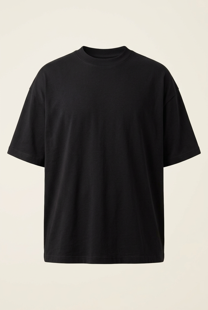 Black oversized tee front