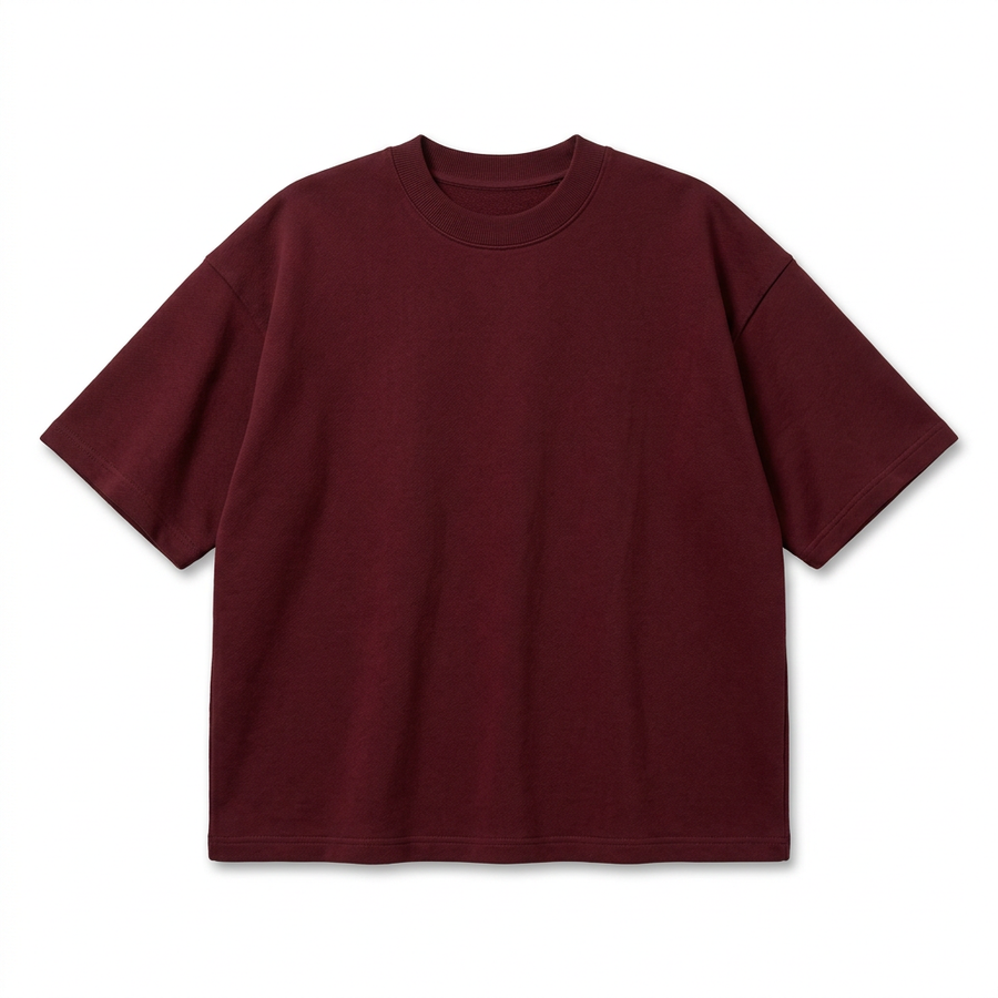 Dark Red Boxy Fit Oversized Cotton T-Shirt – 240 GSM