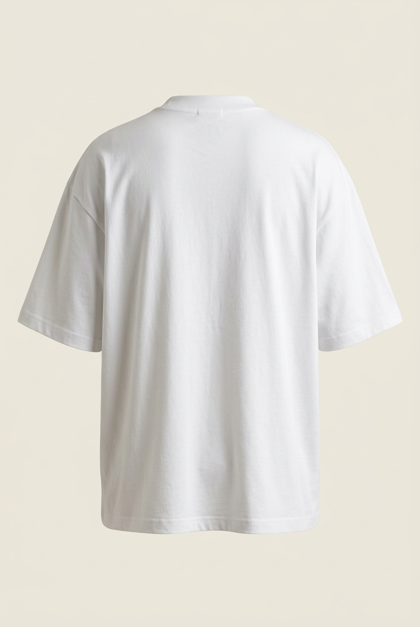 White oversized tee back